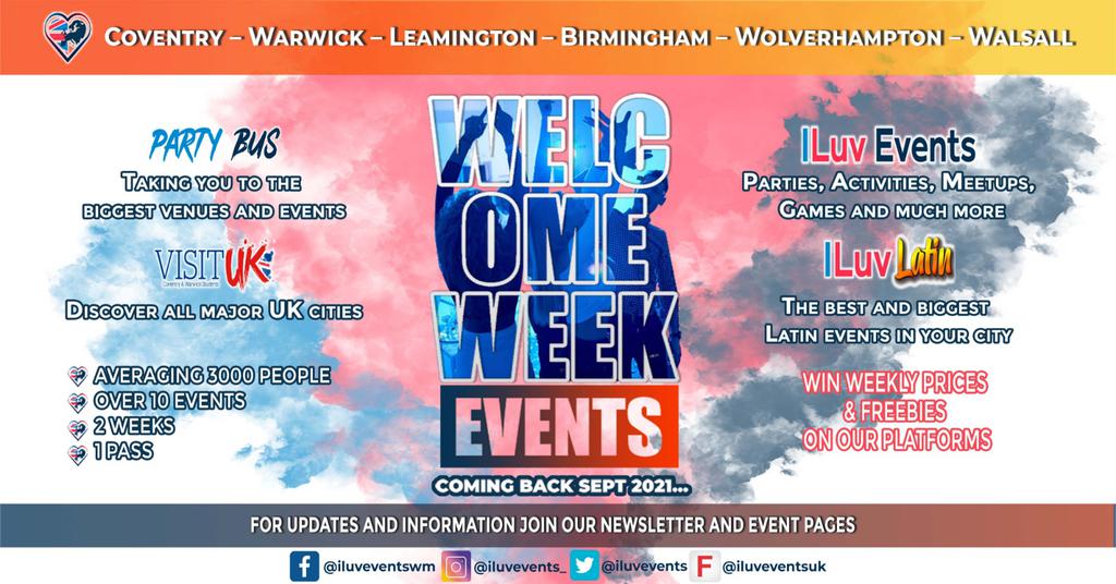 ILUV WELCOME WEEK WOLVERHAMPTON - 3 PARTIES incl FREE Drinks, 1 PARTY BUS, 1 MEETUP FROM £10!