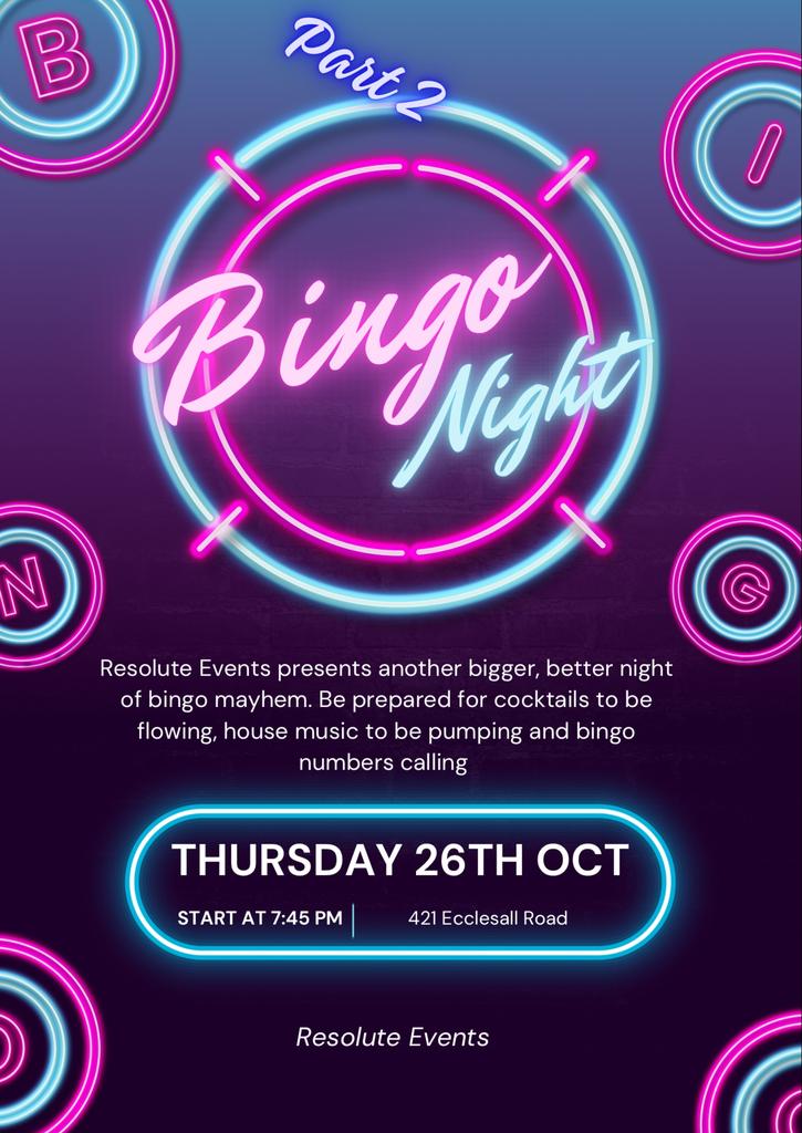 Resolute events crazy bingo tickets on Thursday 26 Oct Resolute