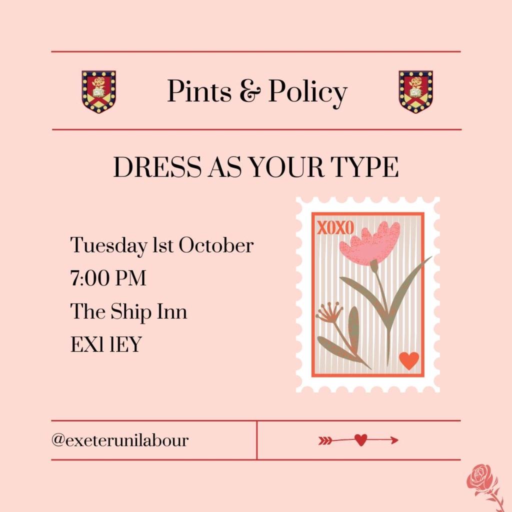 Pints and Policy Dress as your Type 🌹 tickets on Tuesday 1 Oct UoE