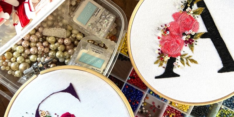 Monogram Embroidery Workshop at The Leather Bottle, Earlsfield