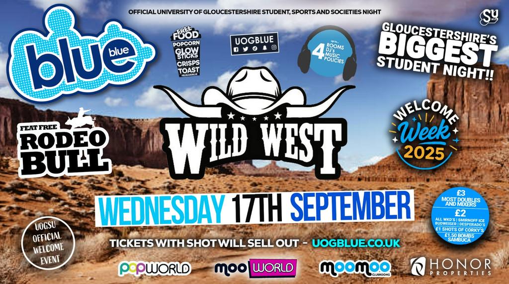 UOG OFFICIAL WELCOME WEEK - WILD WEST feat RODEO BULL! 🤠 Blue & Blue Wednesdays | Gloucestershire’s Biggest Student Night 💙