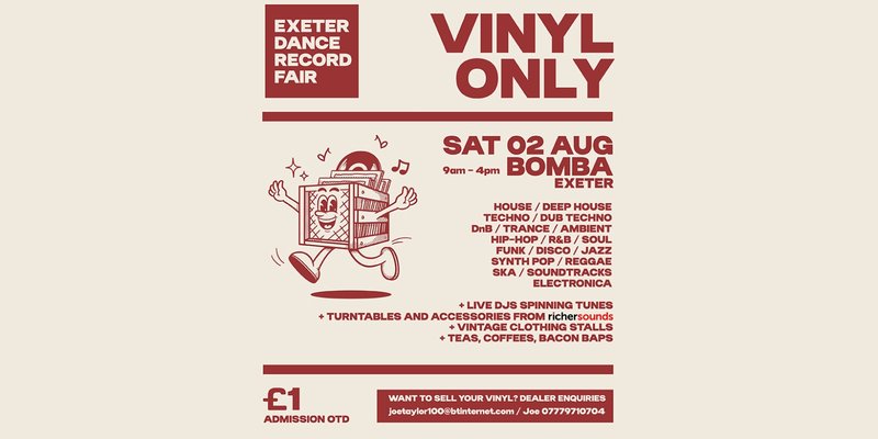 Exeter Dance Record Fair -  Bomba Exeter - Sat 02 Aug