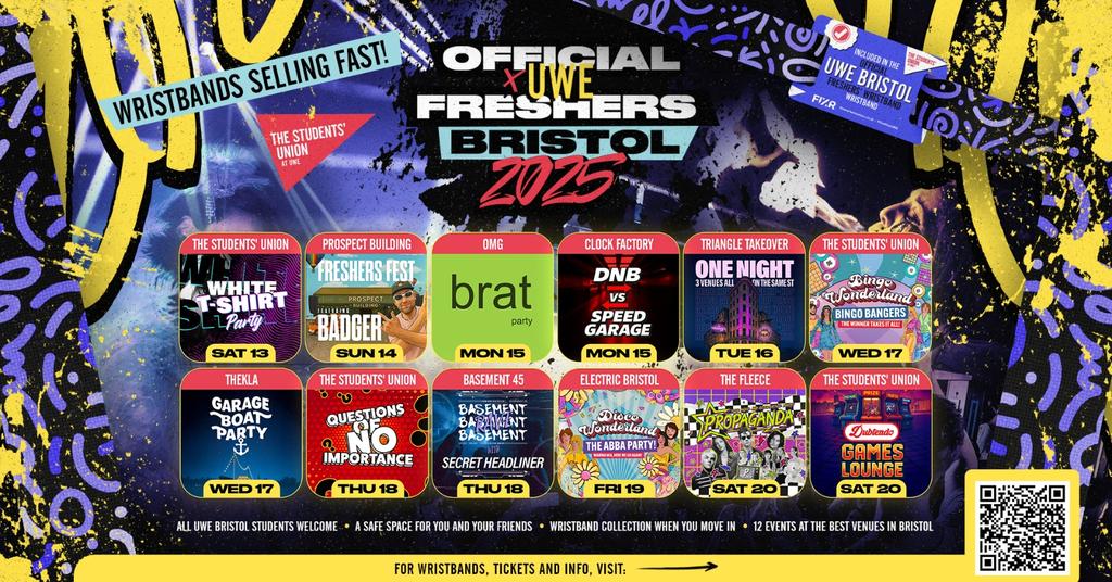 The OFFICIAL UWE Bristol Freshers' Week Wristband 2025