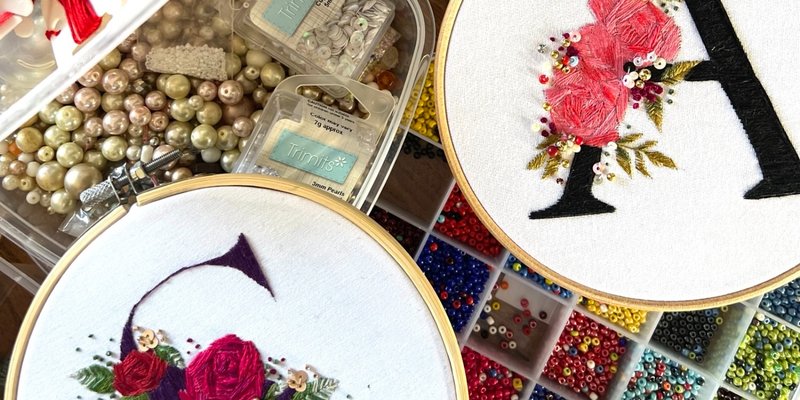 Monogram Embroidery Workshop at The Harpenden Arms, Harpenden