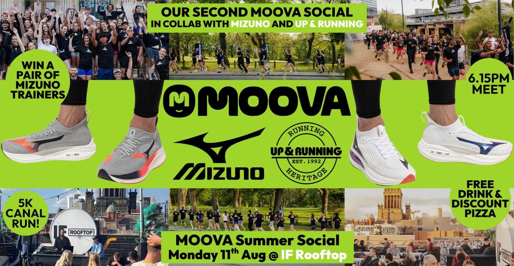 MOOVA SOCIAL 02 @ IF ROOFTOP / Run, First Drink Free & Trainer Giveaway w/ Mizuno & Up and Running - Mon 11th Aug