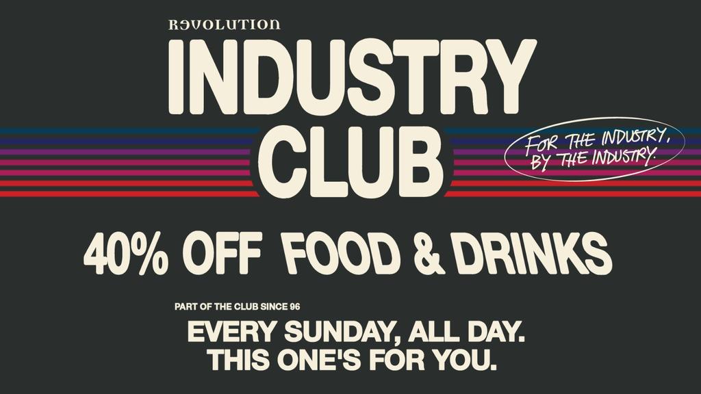 🍸 INDUSTRY CLUB 🍔 40% OFF!