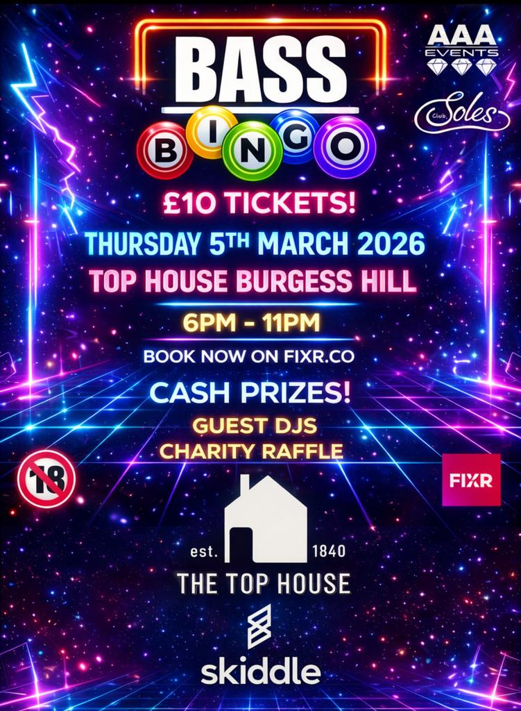 BASS BINGO @Top House Burgess Hill Thu 5th March 26