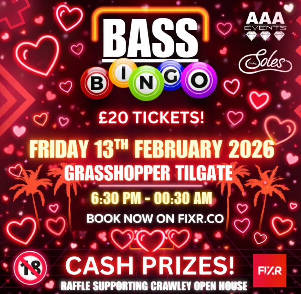 Bass Bingo Valentines Special 13/2/26@Grasshopper Tilgate
