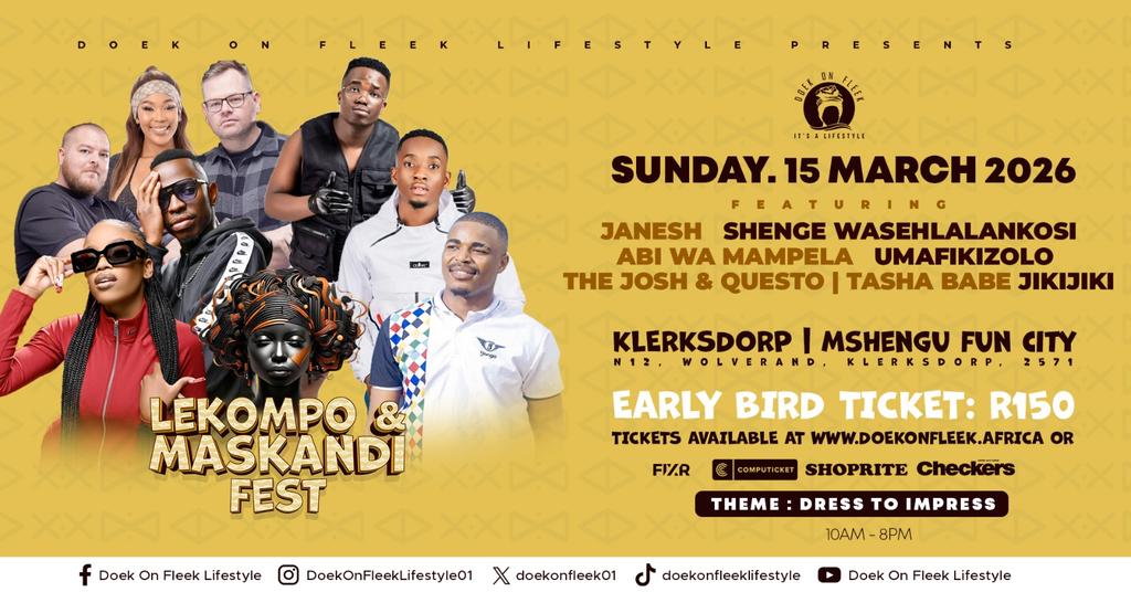 Doek On Fleek Lekompo & Maskandi Fest Klerksdorp tickets on Sunday 31 May |  Doek On Fleek Lifestyle | FIXR