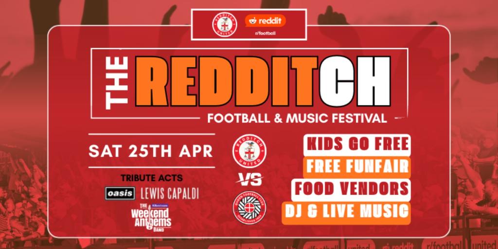 The Redditch Football & Music Festival | Sat 25th April | Redditch United vs Quorn