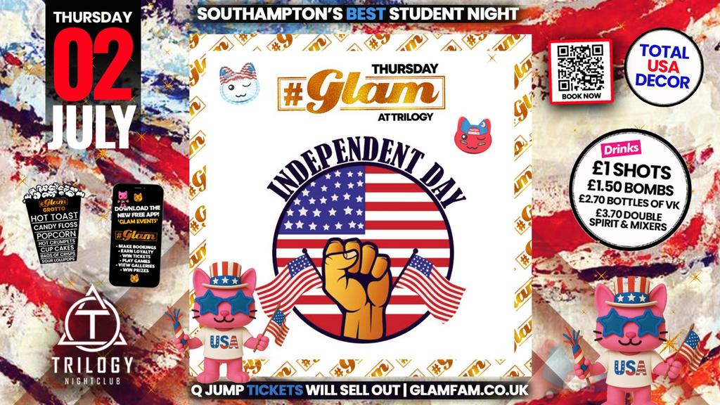 Glam Thursdays | 🏈 U.S.A PARTY! 🏈 Southampton's Best Week Night! 😻 £1 Shots All Night! 🥃