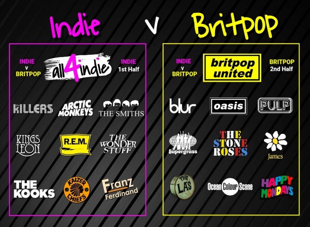 Indie vs Britpop (14+)