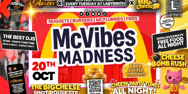 😻  GLAM x The BIG CHEESE |  🍔 MC VIBES MADNESS!! 🍟 Tickets and Drinks from 99p!‼️