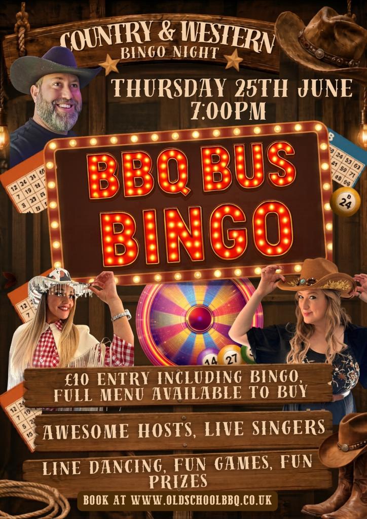 Country & Western Bingo Night at The Old School BBQ Bus