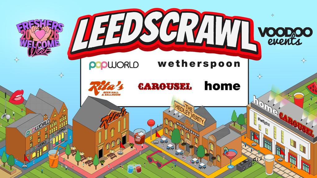 OFFICIAL LEEDSCRAWL ⛳🏌🏼‍♂️ The Original Leeds Bar Crawl ⛳🏌🏼‍♂️ 5000 Students 7 Venues - FREE T SHIRT 👕 - Sold Out 15 Years Running 🏆