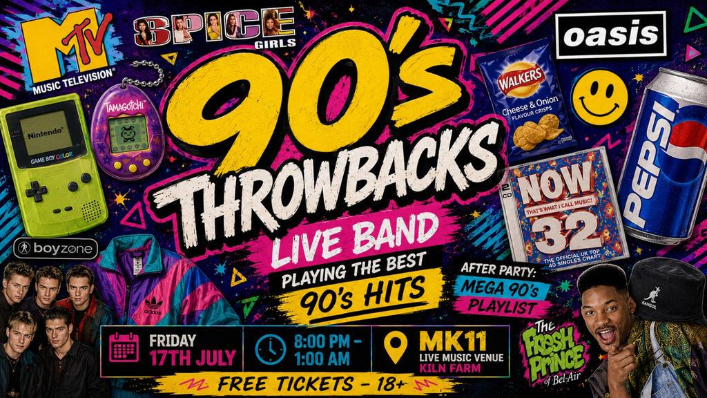 90's Throwbacks Live Band Night - Free Entry