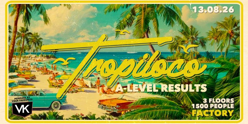 🪩🌴 TROPILOCO A-LEVEL RESULTS NIGHT 🌴🪩 13th AUGUST @ FACTORY