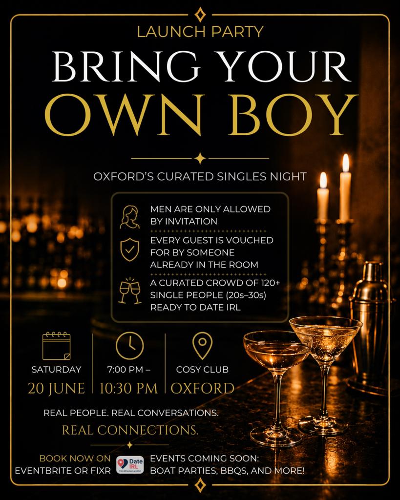 Bring Your Own Boy — Oxford’s Curated Singles Launch Party