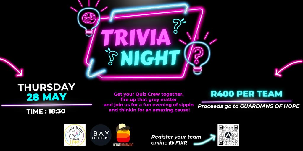 TRIVIA NIGHT for Guardians of Hope at Bay Collective - Thur 28 May