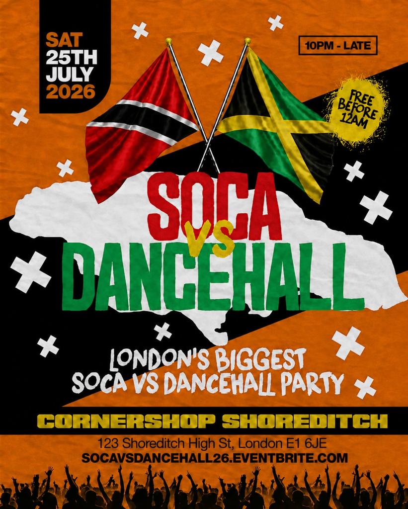 Soca Vs Dancehall Shoreditch – Everyone Free Before 12AM