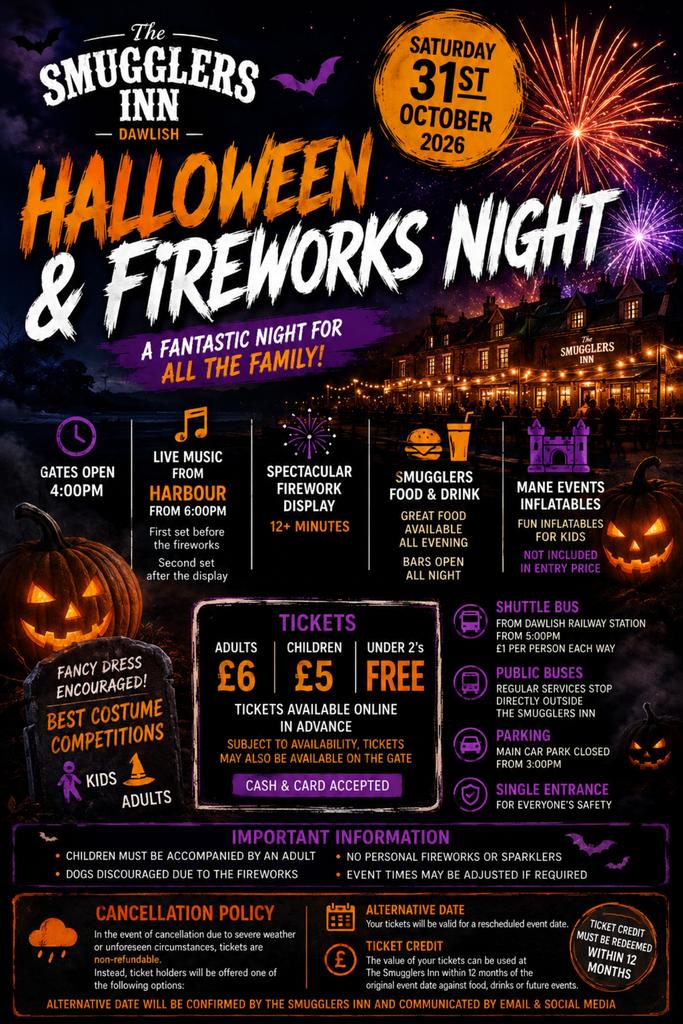 🎆 Smugglers Halloween Fireworks Night 2026 🎃