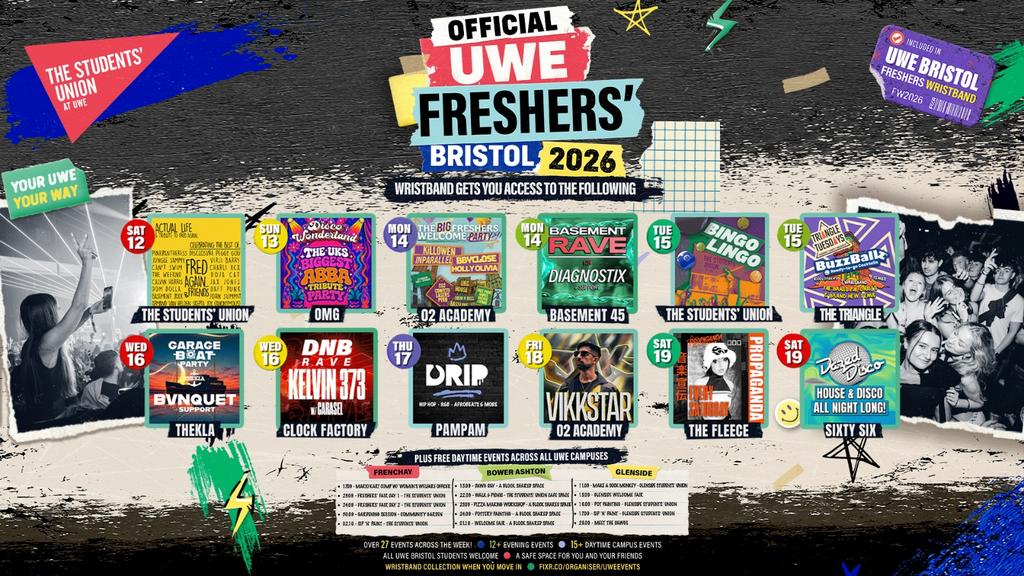 The OFFICIAL UWE Bristol Freshers' Week Wristband 2026