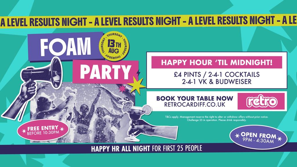 A Level Results Foam Party