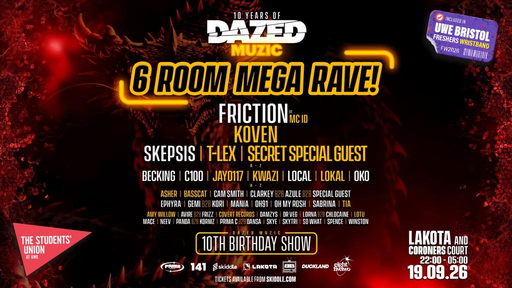 UWE Bristol Official Freshers | 6 Room MEGA Rave ft Friction + more!