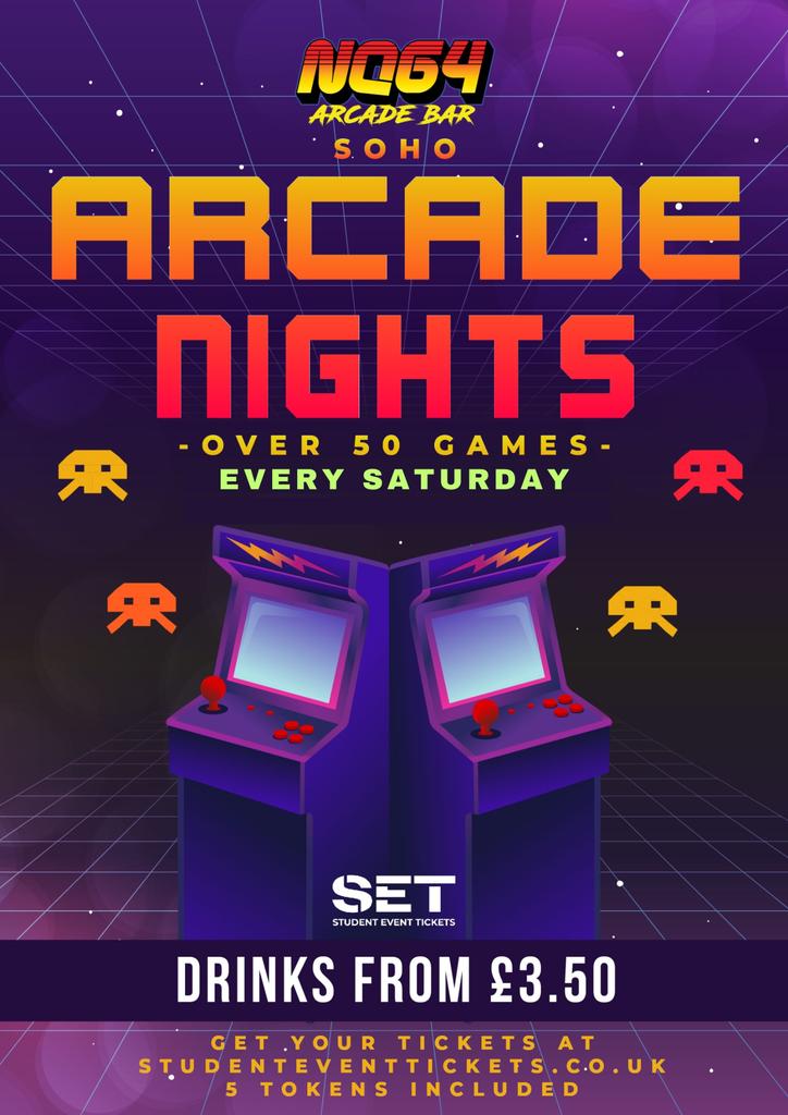ARCADE NIGHTS AT NQ64 SOHO - EVERY SATURDAY // with free tokens!