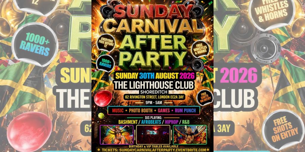 Sunday Carnival After Party - Everyone Free Before 12AM