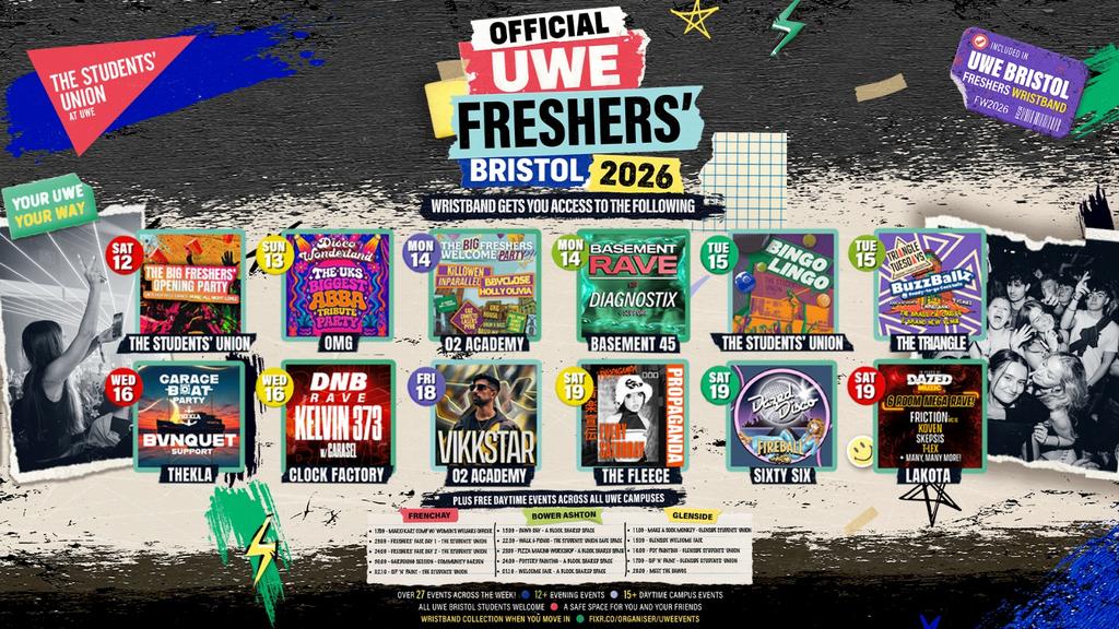 The OFFICIAL UWE Bristol Freshers' Week Wristband 2026