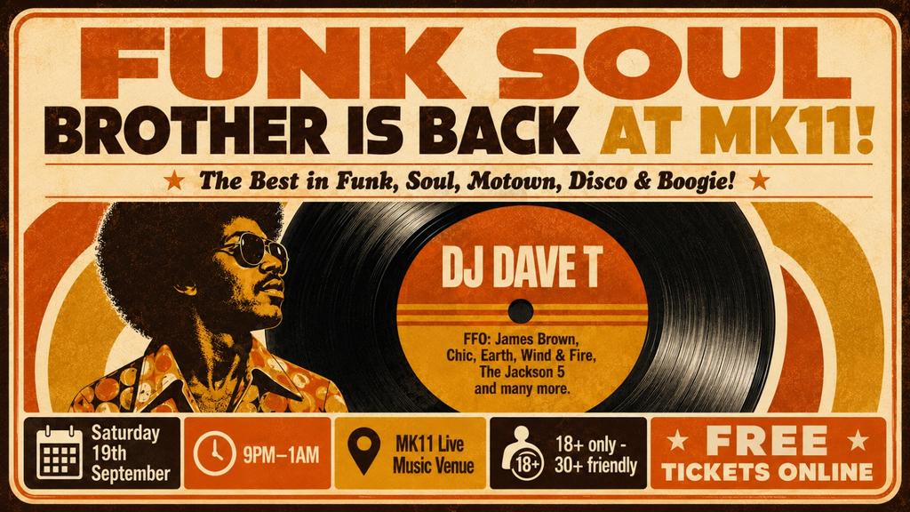 Funk Soul Brother - Motown DJ Night - Free Entry