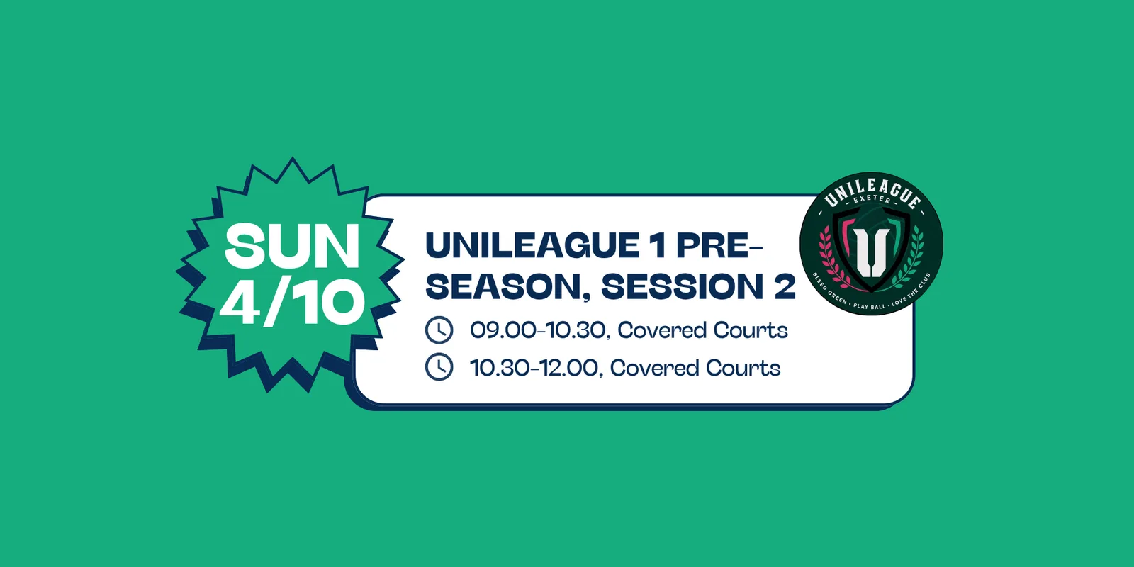 UniLeague 1 'Pre-Season' Training Sessions SUN