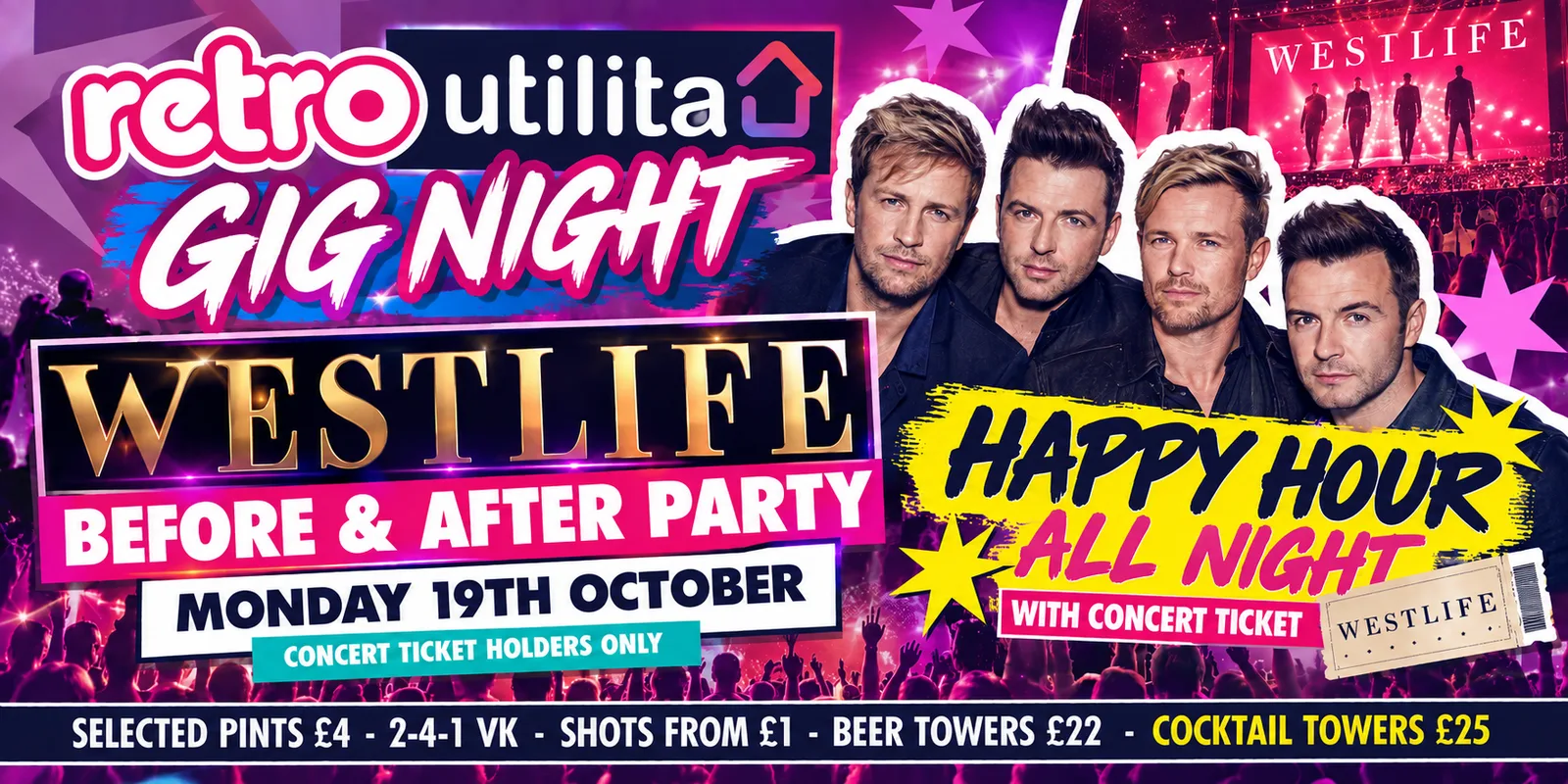 Westlife Pre and After Gig Drinks