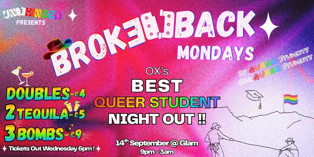 BROKE-BACK Mondays 🏳️‍🌈 Ox's Best LGBT+ Student Night Out