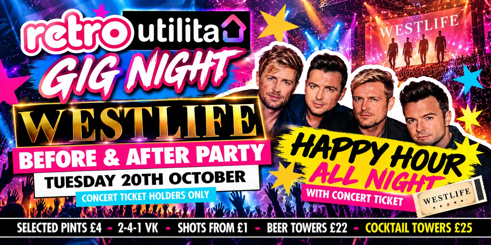 Westlife Pre and After Gig Drinks
