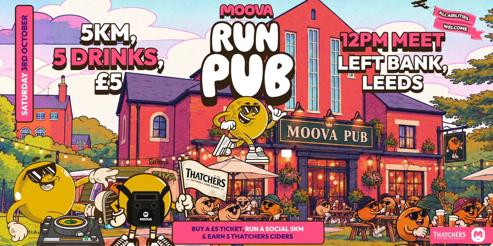 MOOVA RUN PUB @ Left Bank - 5KM Run, 5 Drinks, £5 - Sat 3rd Oct