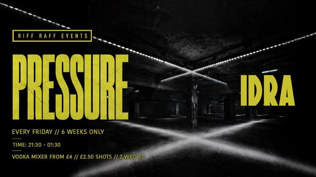 PRESSURE @ IDRA ⚙️ 6 WEEKS ONLY! ⚠️ TICKETS SELLING FAST!