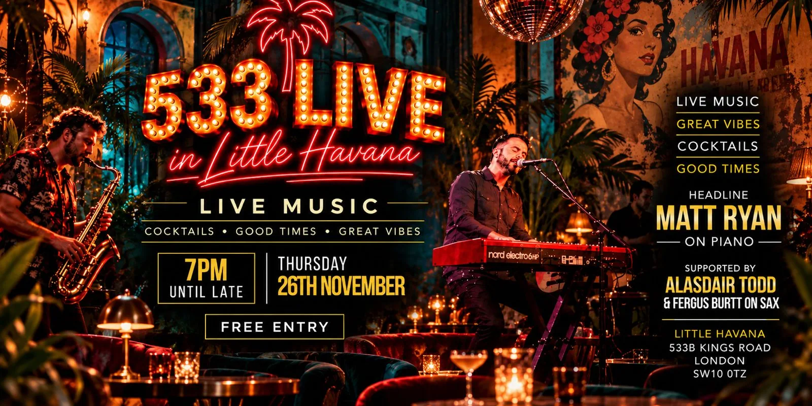 533 Live- Little Havana- Thursday 26th October from 7pm