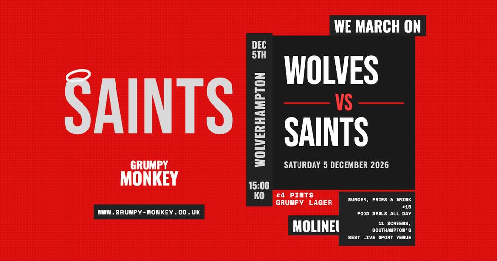 Wolves vs Saints β Live at Grumpy Monkey β½π΄βͺ