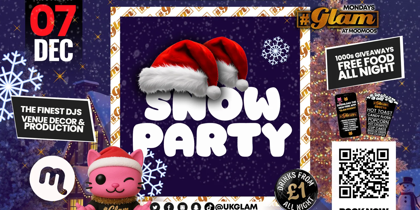 Glam Cheltenham - CHRISTMAS SNOW PARTY! ❄️☃️ £1 Drinks ALL NIGHT! ❤️‍🔥