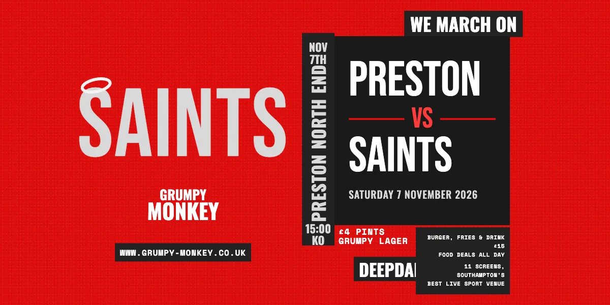 Saints vs Queens Park Rangers – Live at Grumpy Monkey ⚽🔴⚪