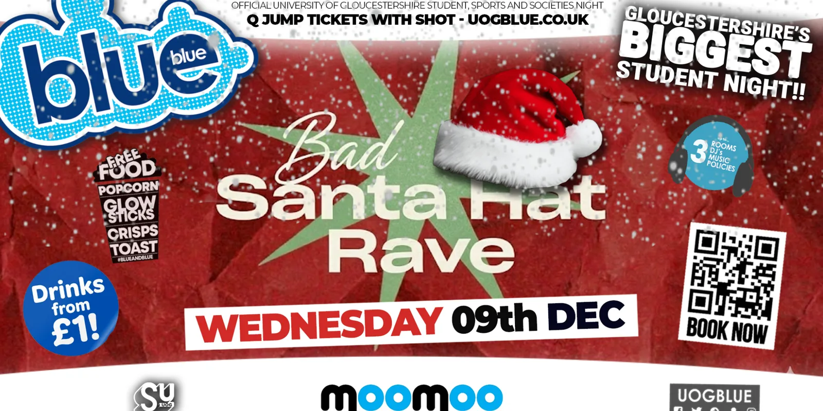 Blue & Blue  | SANTA HAT RAVE! 🎅🏻 GLOUCESTERSHIRE'S BIGGEST STUDENT NIGHT 💙 £1 Drinks All Night