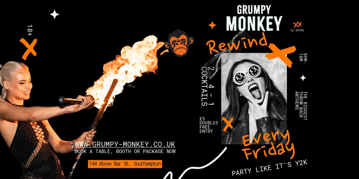 Rewind – Every Friday at Grumpy Monkey 🔥📼