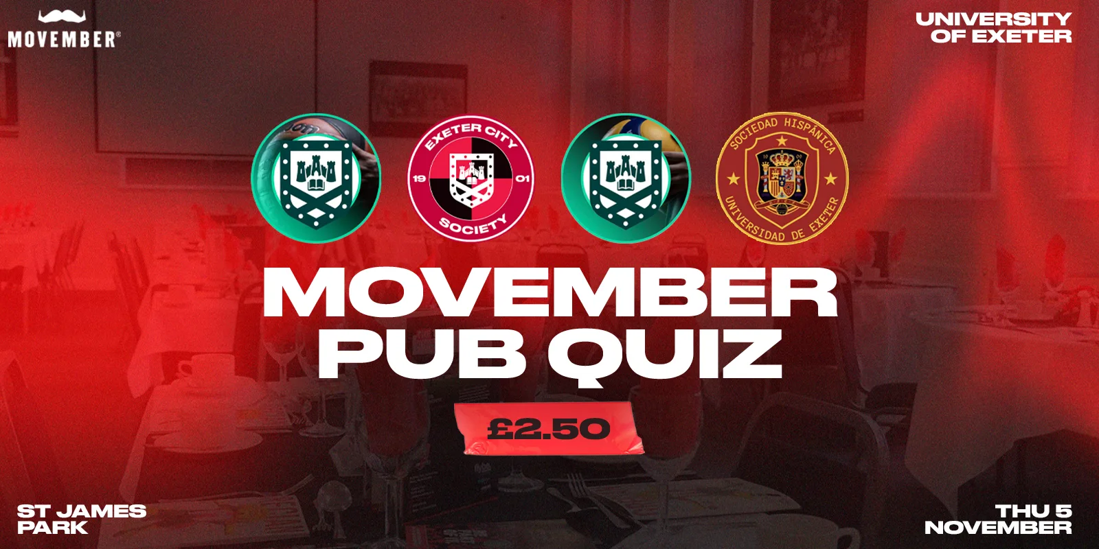 ECS x UOEB x Hispanic Society x EUVC Movember Pub Quiz