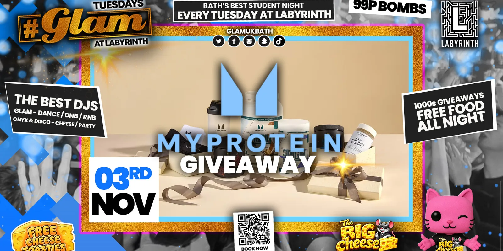 😻 GLAM TUESDAYS! | MY PROTEIN GIVEAWAY! 💪🏻💪🏾 Bath's Finest Student Night | With 99p Bombs‼️