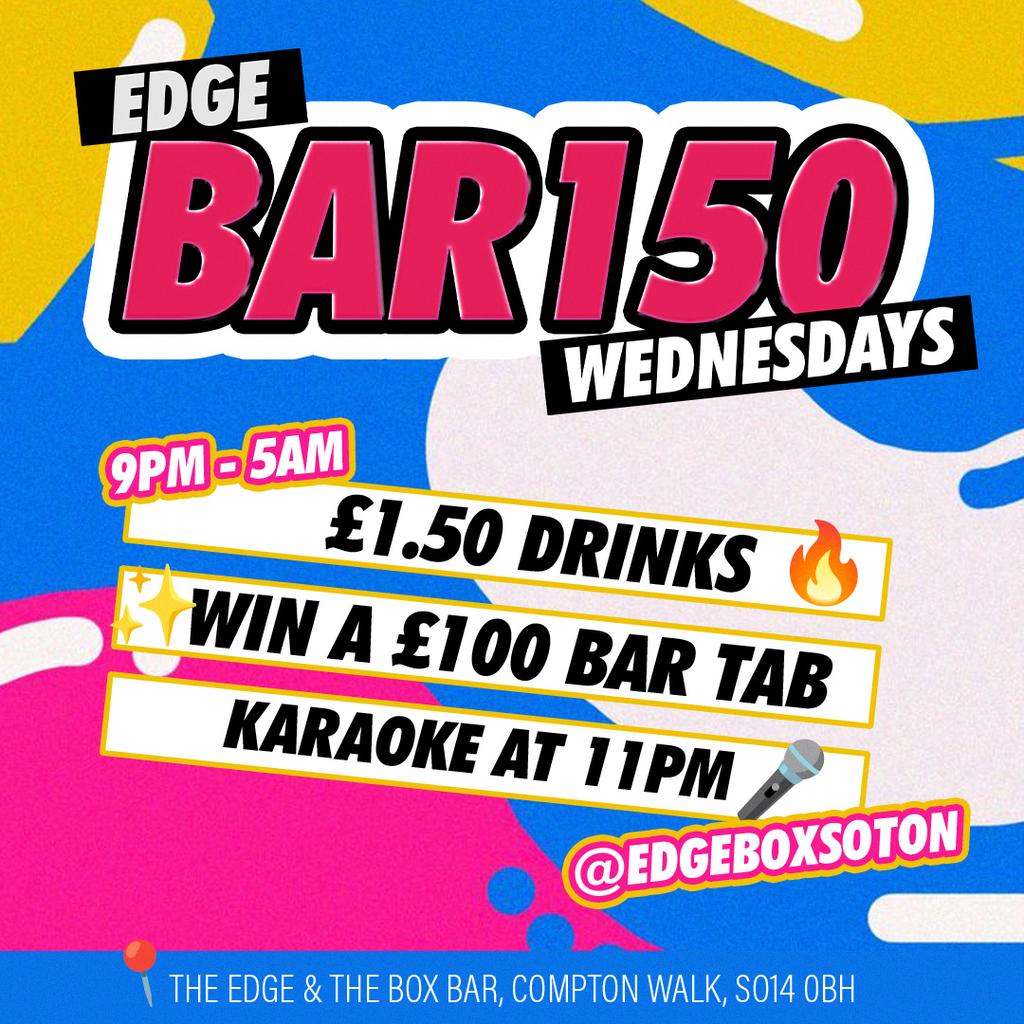 🤑 BAR150 - Win a £100 Bar Tab Every Wednesday! 🤑