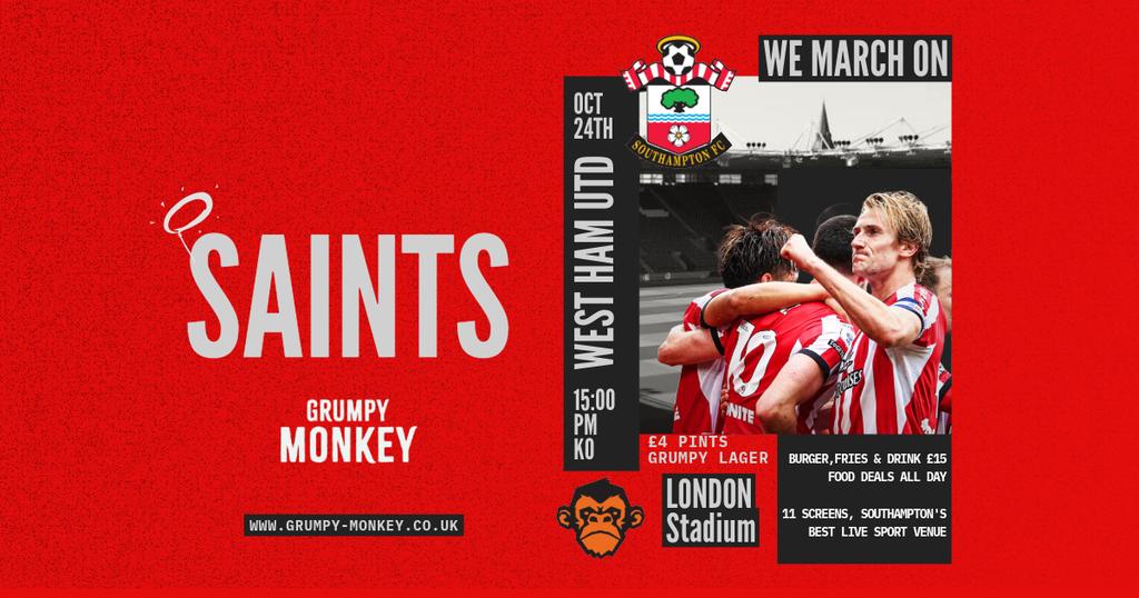 Saints vs West Ham United β Live at Grumpy Monkey β½π΄βͺ