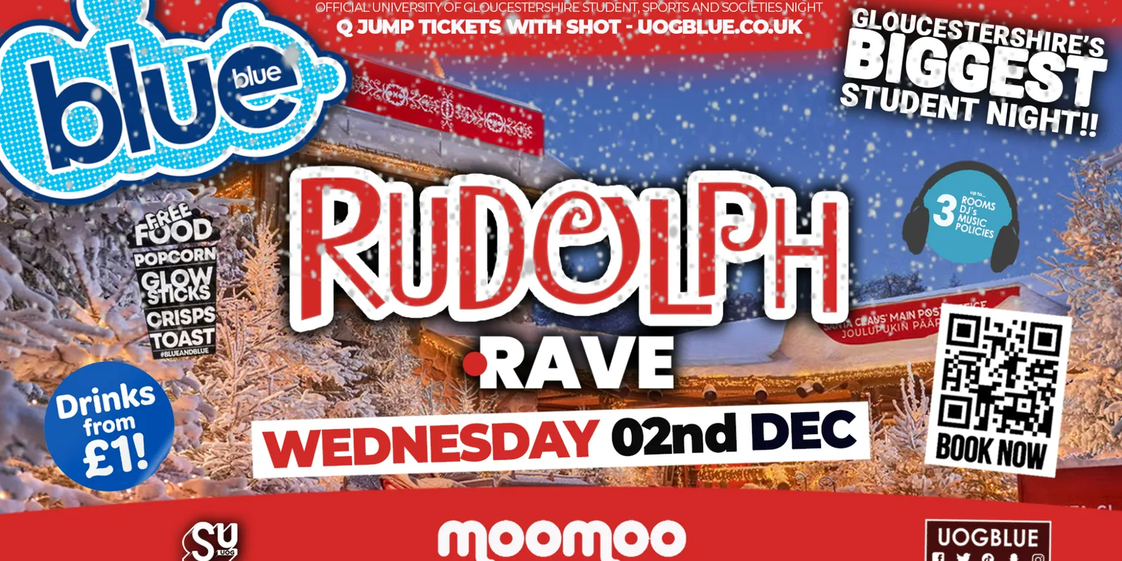 Blue & Blue  | RUDOLPH RAVE!! 🦌 GLOUCESTERSHIRE'S BIGGEST STUDENT NIGHT 💙 £1 Drinks All Night