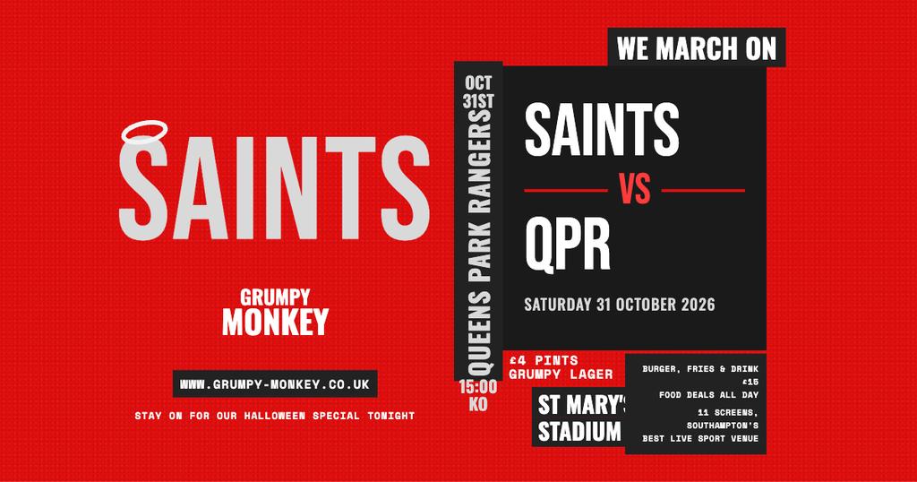 Saints vs Queens Park Rangers β Live at Grumpy Monkey β½π΄βͺ